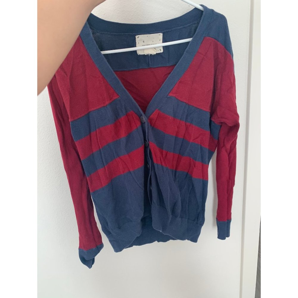 Womens Blue & Red Cardigan Sweater Medium